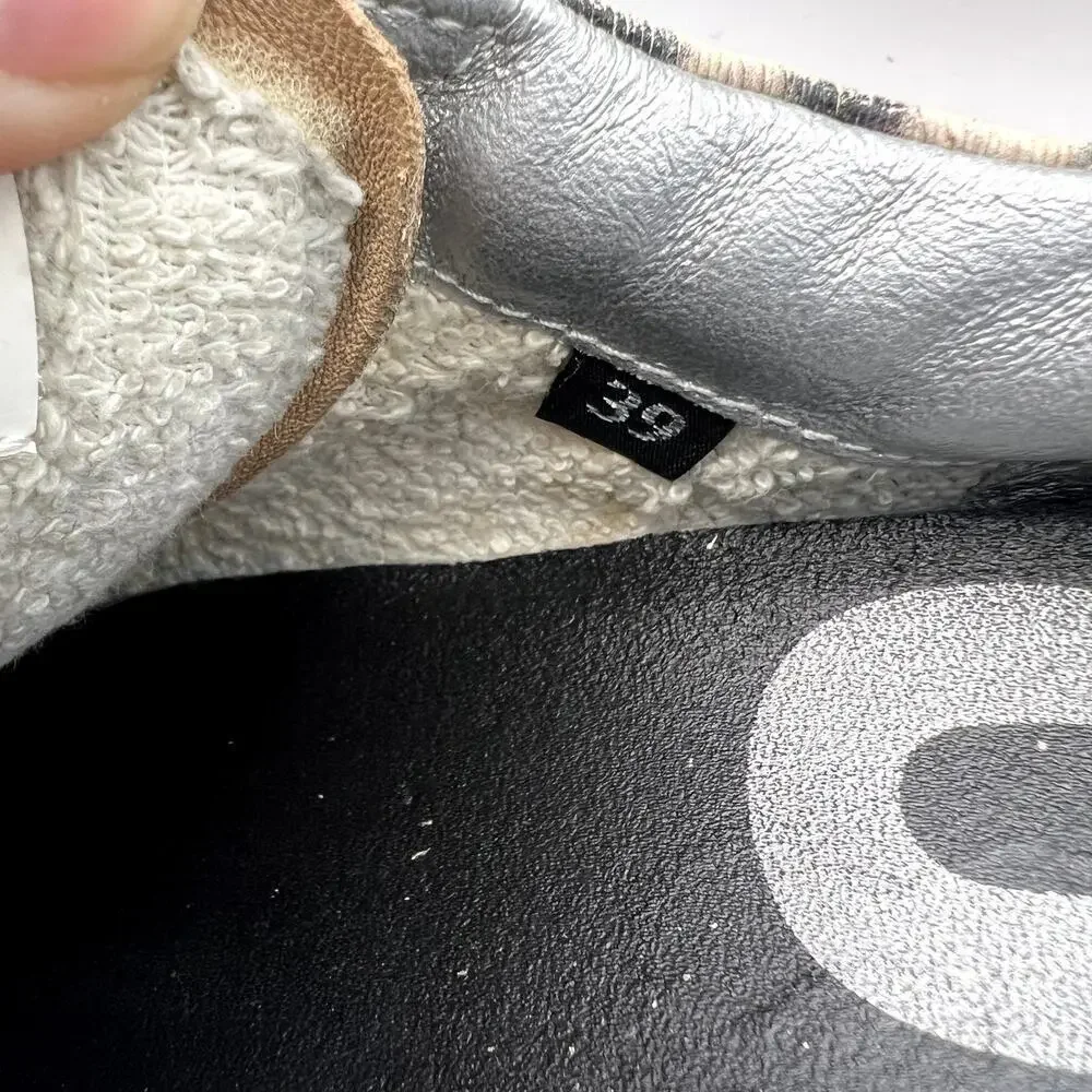 P448 John Sneaker Gray Cheetah Print Leather Suede Lace Up 39 Perforated Logo